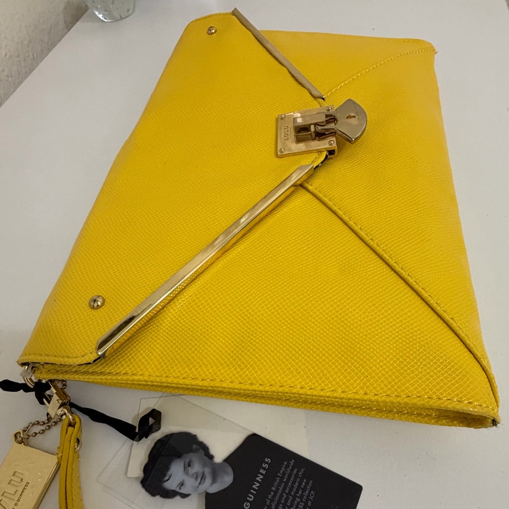 Lulu Guinness Large Yellow Clutch Purse New